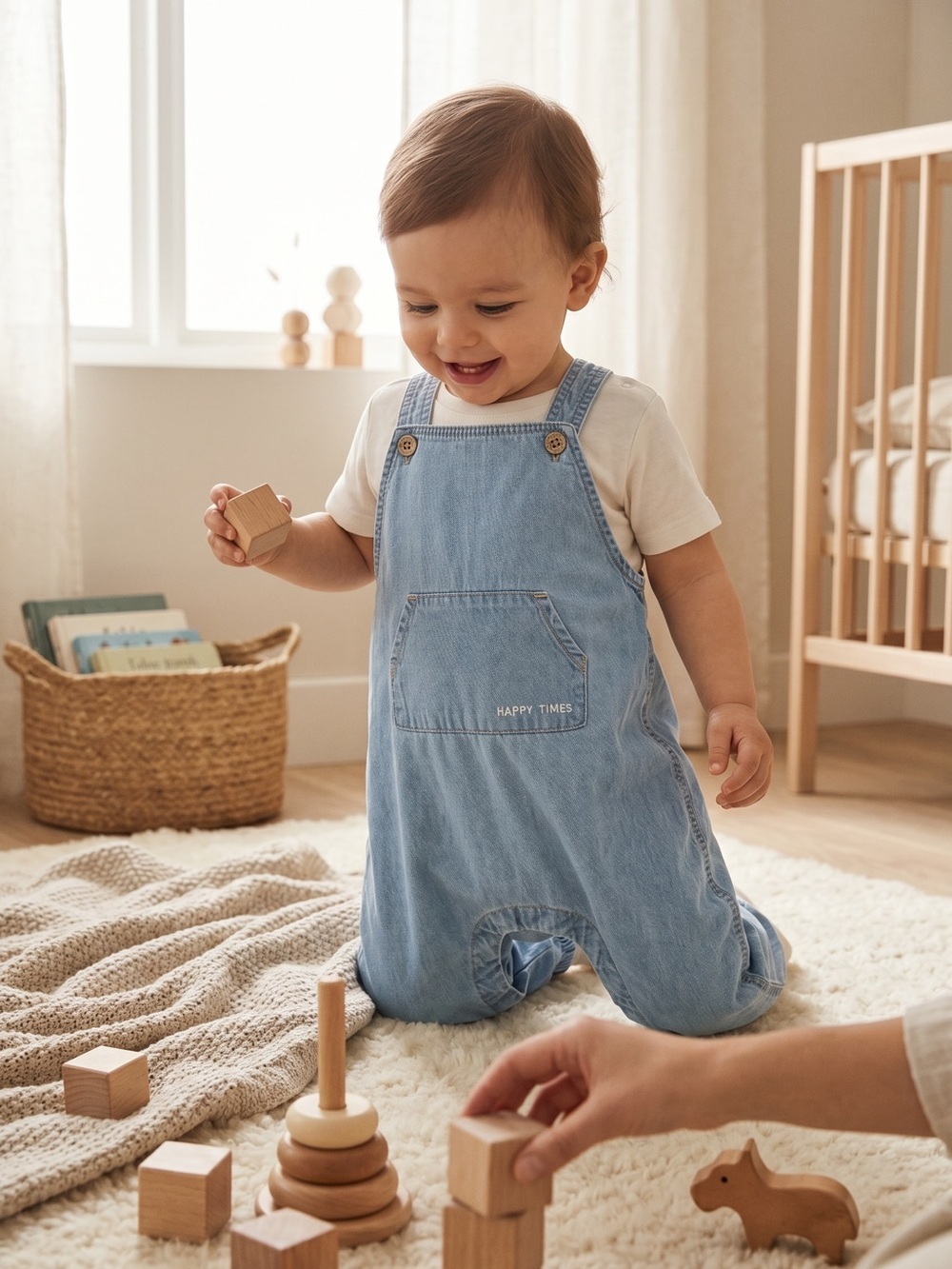 H&M Light Blue Denim Baggy Overalls